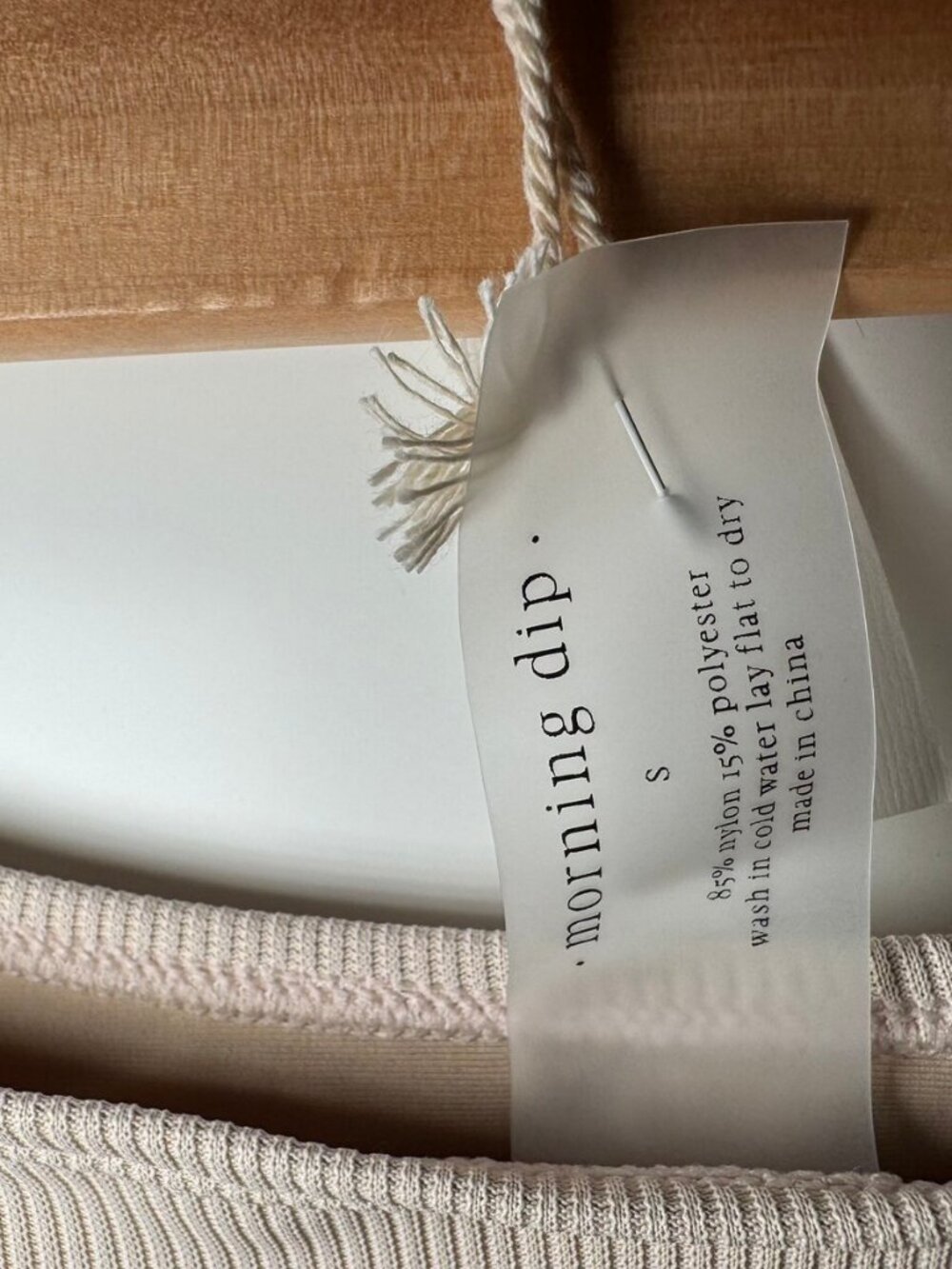 Morning Dip Cream Ribbed Bikini Top NWT Size S